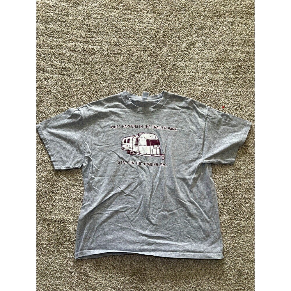 VTG Pro Delta Mens XL Gray What Happens In The Trailer Park T Shirt Size XL